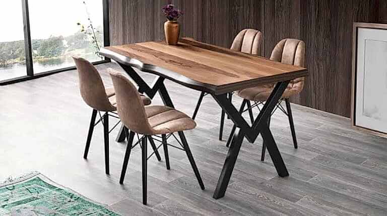 Kütük masa takımı 4 sandalye ile - Ofis Mobilyaları