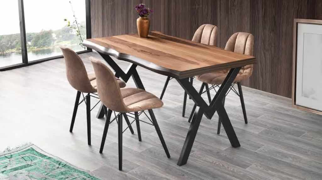 Kütük masa takımı 4 sandalye ile