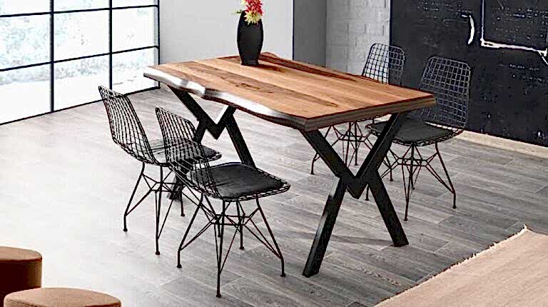 Kütük masa takımı 4 sandalye ile - Ofis Mobilyaları