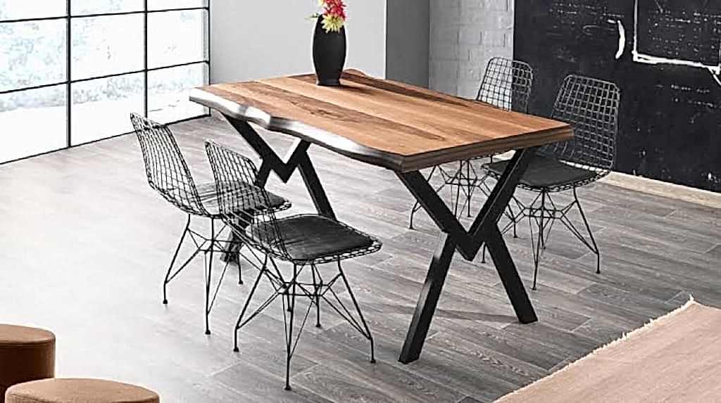 Kütük masa takımı 4 sandalye ile