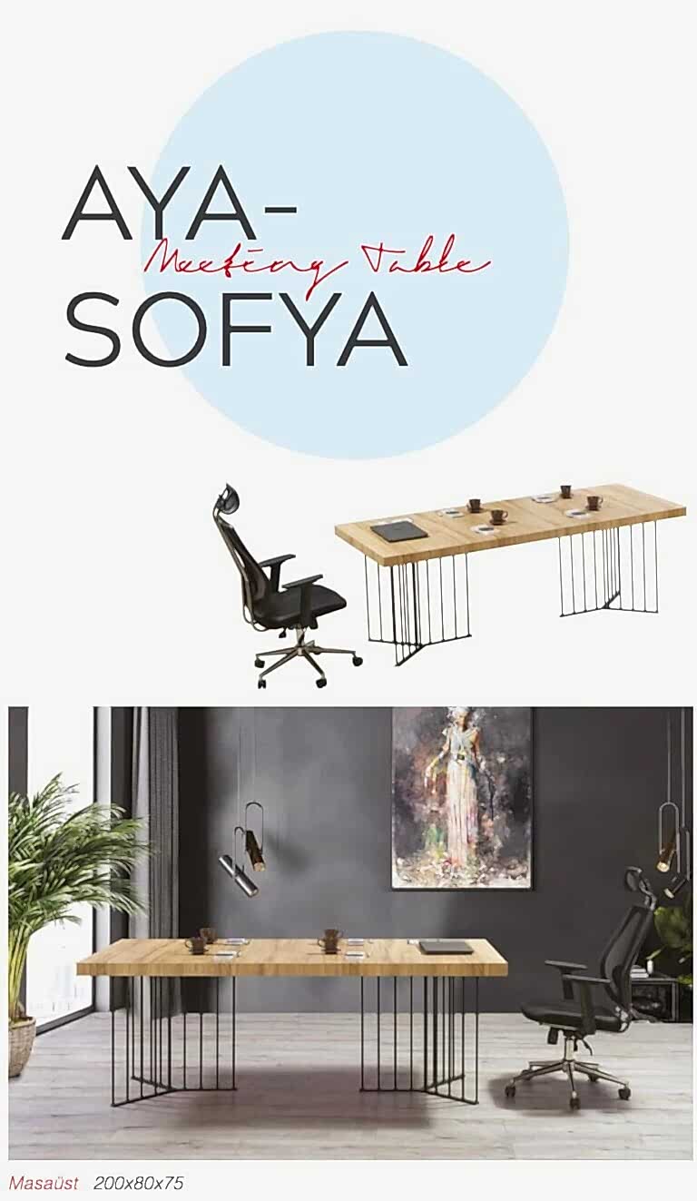 Ayasofya toplantı masası 200 cm - Ofis Mobilyaları