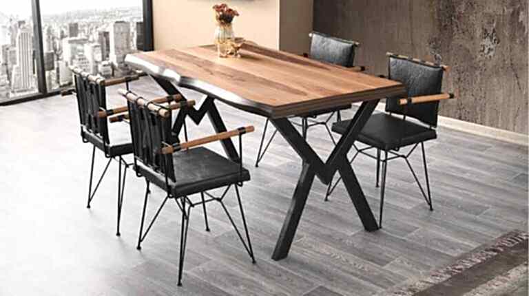 Kütük masa takımı 4 sandalye ile - Ofis Mobilyaları