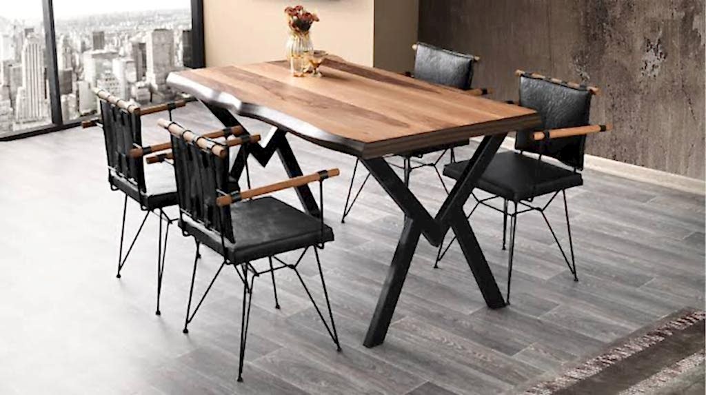 Kütük masa takımı 4 sandalye ile