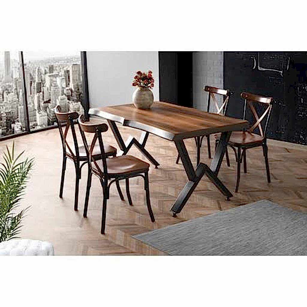 Kütük masa takımı 4 sandalye ile